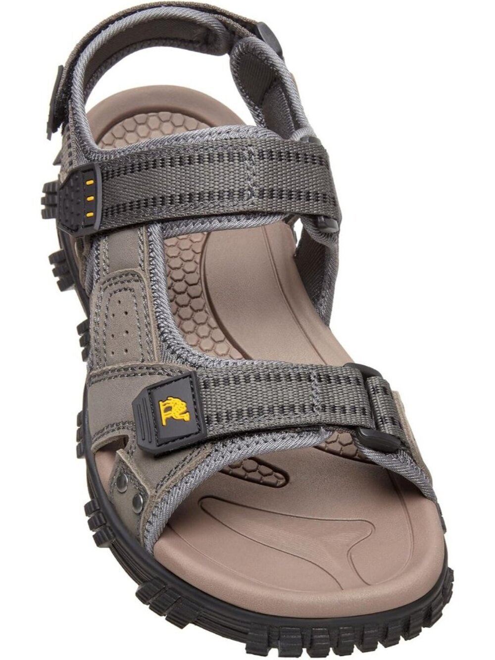 Men's Grey Comfort Leather Waterproof Athletic Arch Support Hiking Sandal Shoes